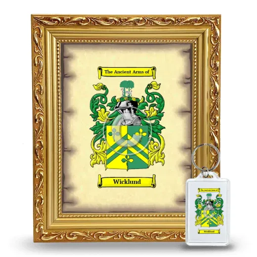 Wicklund Framed Coat of Arms and Keychain - Gold