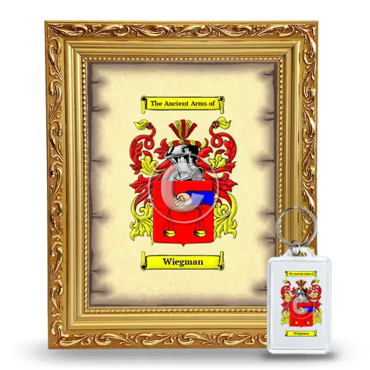 Wiegman Framed Coat of Arms and Keychain - Gold