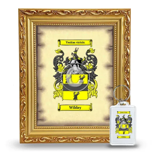 Wilday Framed Coat of Arms and Keychain - Gold