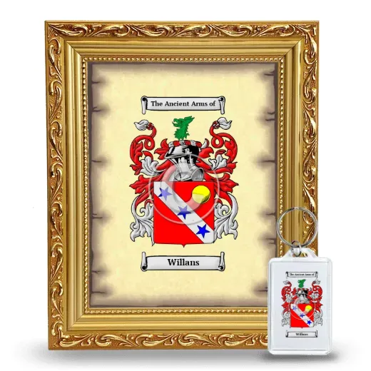 Willans Framed Coat of Arms and Keychain - Gold