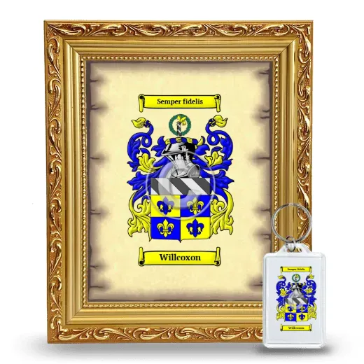 Willcoxon Framed Coat of Arms and Keychain - Gold