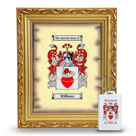 Williams Framed Coat of Arms and Keychain - Gold