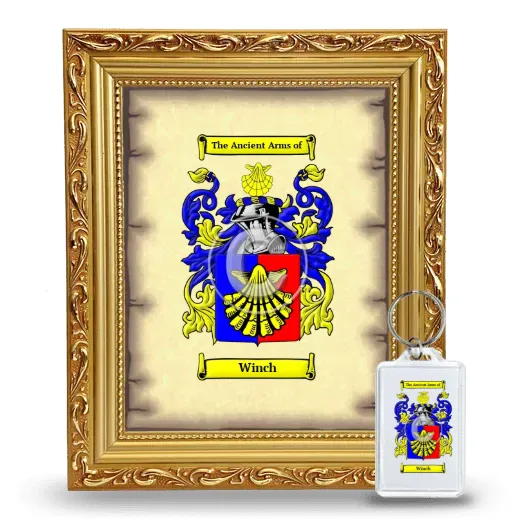 Winch Framed Coat of Arms and Keychain - Gold