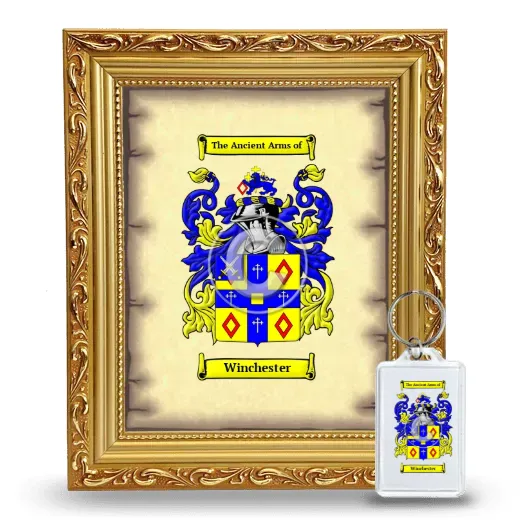 Winchester Framed Coat of Arms and Keychain - Gold