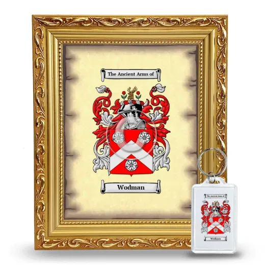 Wodman Framed Coat of Arms and Keychain - Gold