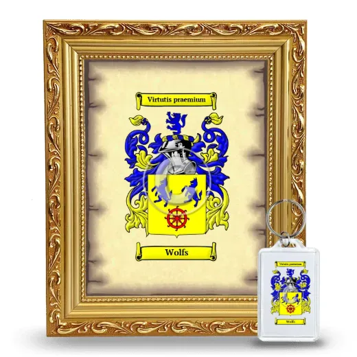 Wolfs Framed Coat of Arms and Keychain - Gold