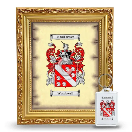 Wombwell Framed Coat of Arms and Keychain - Gold