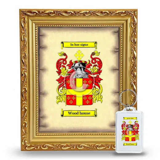 Wood house Framed Coat of Arms and Keychain - Gold