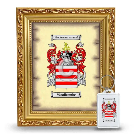 Woollcombe Framed Coat of Arms and Keychain - Gold