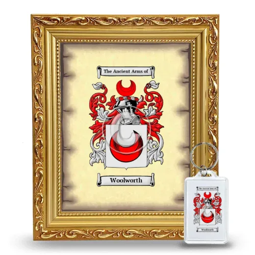 Woolworth Framed Coat of Arms and Keychain - Gold