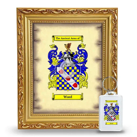 Word Framed Coat of Arms and Keychain - Gold