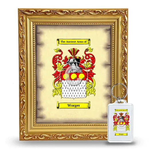 Worger Framed Coat of Arms and Keychain - Gold