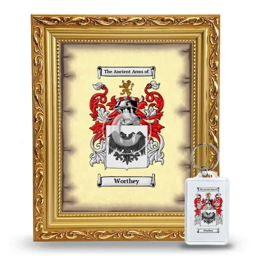 Worthey Framed Coat of Arms and Keychain - Gold