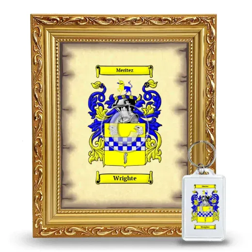 Wrighte Framed Coat of Arms and Keychain - Gold