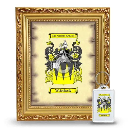 Wriothesly Framed Coat of Arms and Keychain - Gold