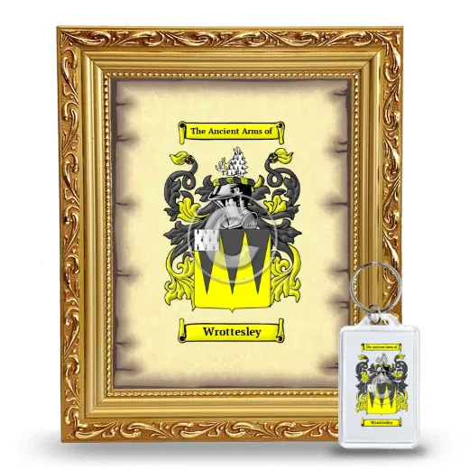 Wrottesley Framed Coat of Arms and Keychain - Gold