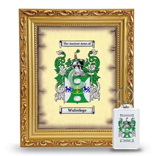Wulvelege Framed Coat of Arms and Keychain - Gold