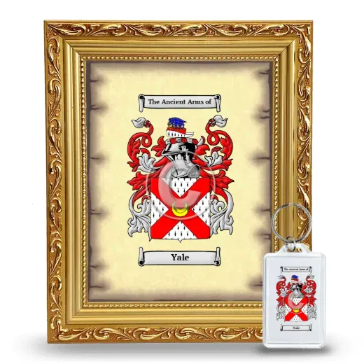 Yale Framed Coat of Arms and Keychain - Gold