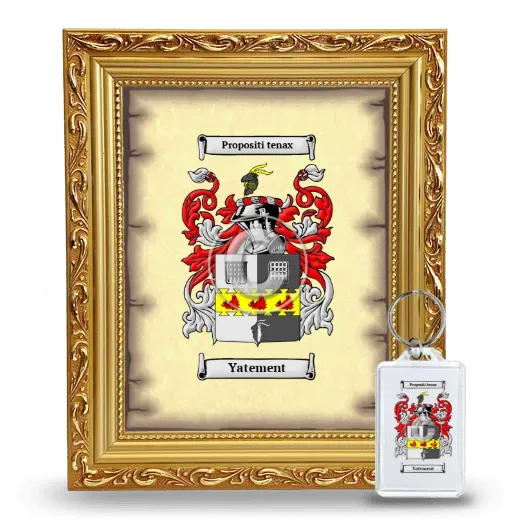 Yatement Framed Coat of Arms and Keychain - Gold
