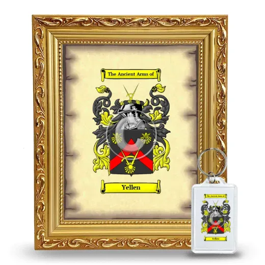 Yellen Framed Coat of Arms and Keychain - Gold