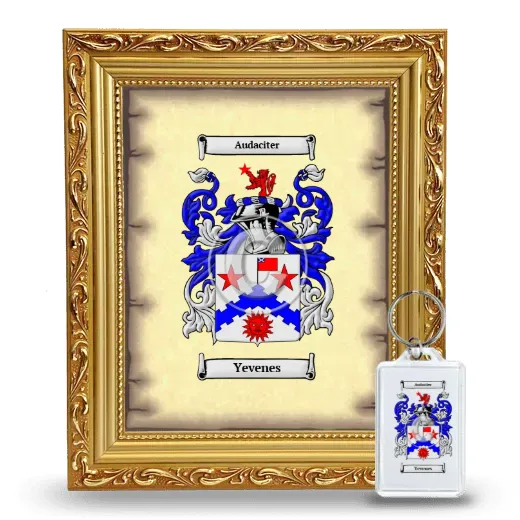 Yevenes Framed Coat of Arms and Keychain - Gold