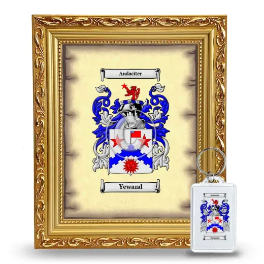 Yewand Framed Coat of Arms and Keychain - Gold