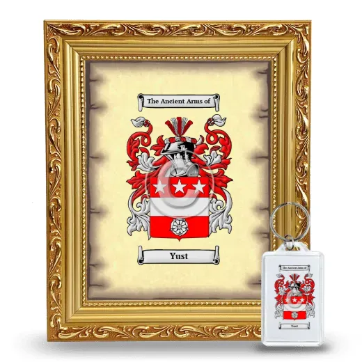 Yust Framed Coat of Arms and Keychain - Gold