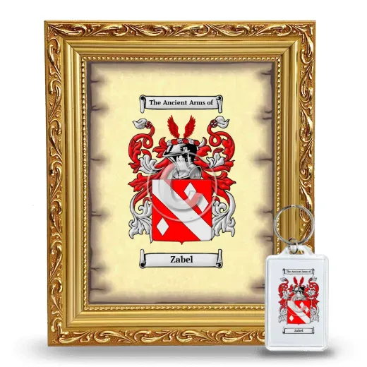 Zabel Framed Coat of Arms and Keychain - Gold