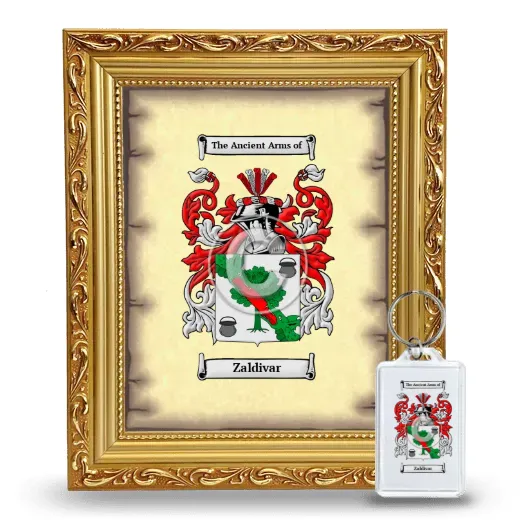 Zaldivar Framed Coat of Arms and Keychain - Gold