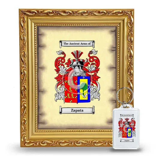 Zapata Framed Coat of Arms and Keychain - Gold