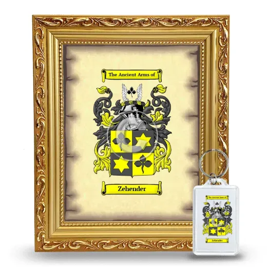 Zehender Framed Coat of Arms and Keychain - Gold