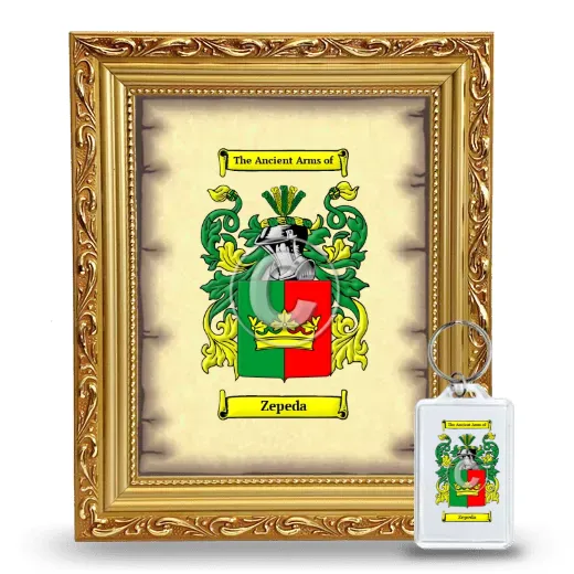 Zepeda Framed Coat of Arms and Keychain - Gold