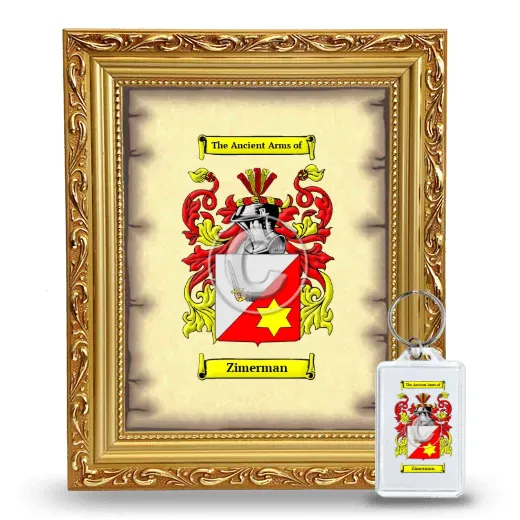 Zimerman Framed Coat of Arms and Keychain - Gold