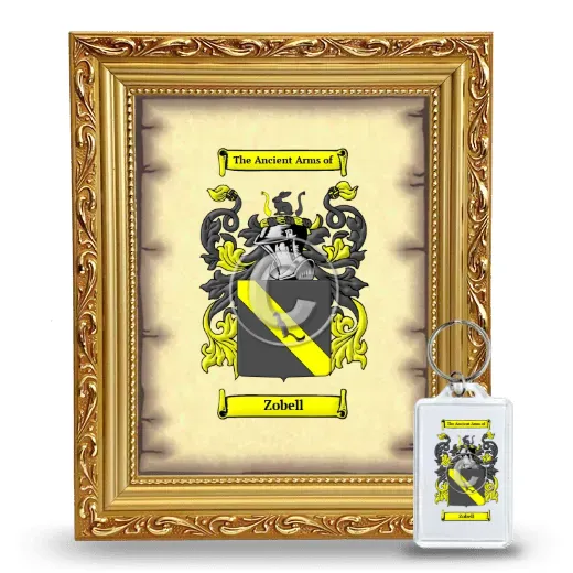 Zobell Framed Coat of Arms and Keychain - Gold