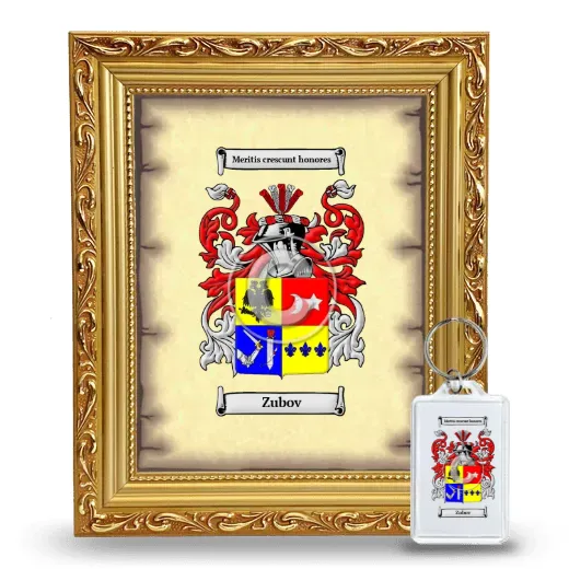 Zubov Framed Coat of Arms and Keychain - Gold