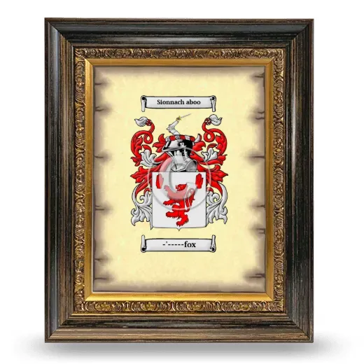 -'-----fox Coat of Arms Framed - Heirloom