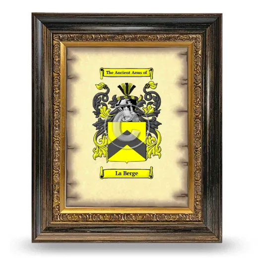 La Berge Coat of Arms Framed - Heirloom