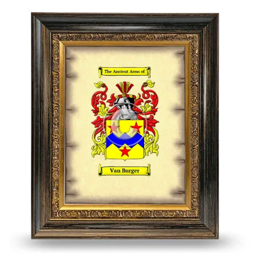 Van Burger Coat of Arms Framed - Heirloom