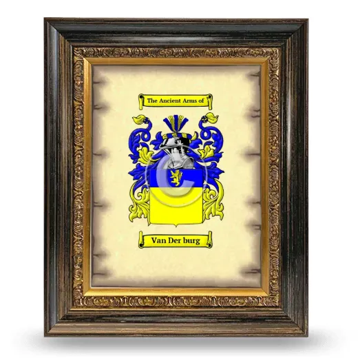 Van Der burg Coat of Arms Framed - Heirloom