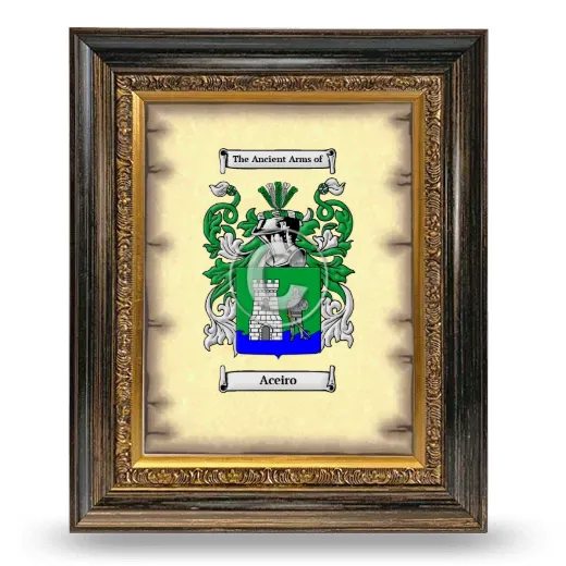 Aceiro Coat of Arms Framed - Heirloom