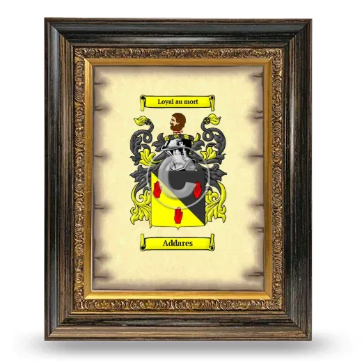 Addares Coat of Arms Framed - Heirloom