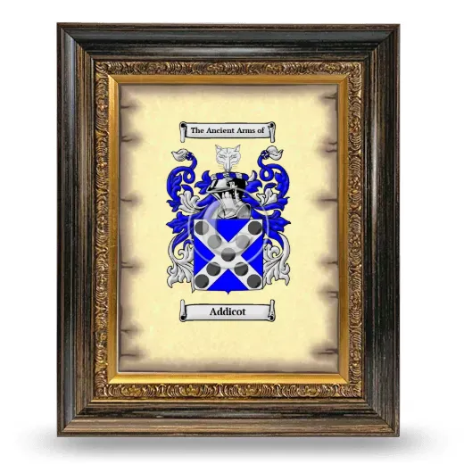 Addicot Coat of Arms Framed - Heirloom