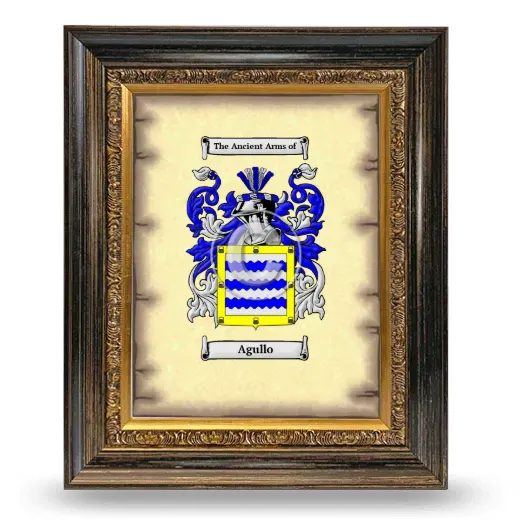 Agullo Coat of Arms Framed - Heirloom