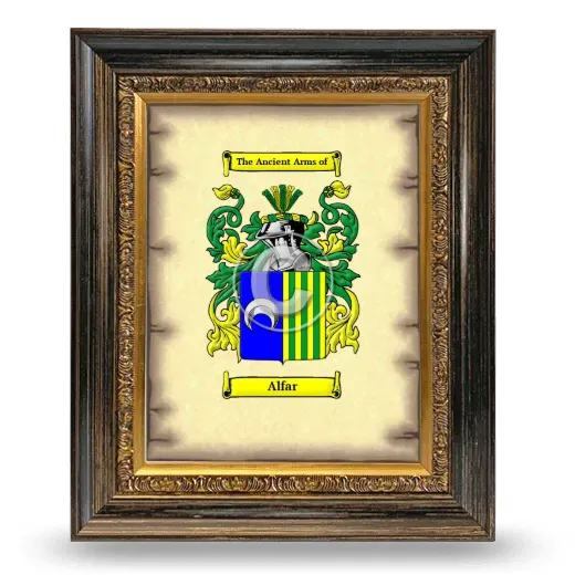 Alfar Coat of Arms Framed - Heirloom