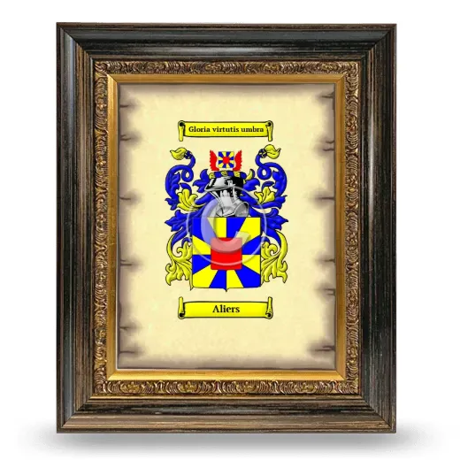Aliers Coat of Arms Framed - Heirloom