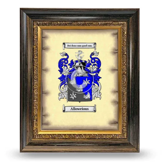 Alloweious Coat of Arms Framed - Heirloom
