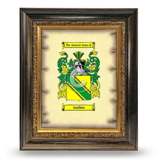 Ansbro Coat of Arms Framed - Heirloom