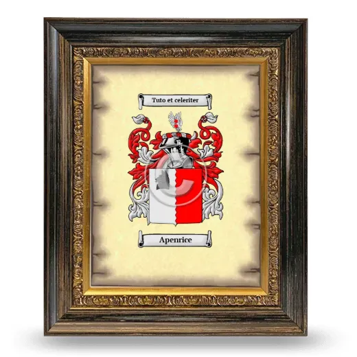 Apenrice Coat of Arms Framed - Heirloom