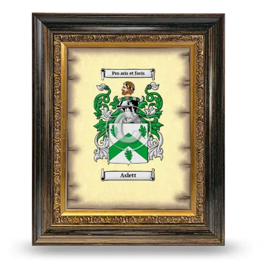 Aslett Coat of Arms Framed - Heirloom