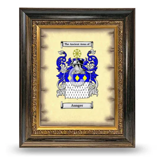 Aunger Coat of Arms Framed - Heirloom